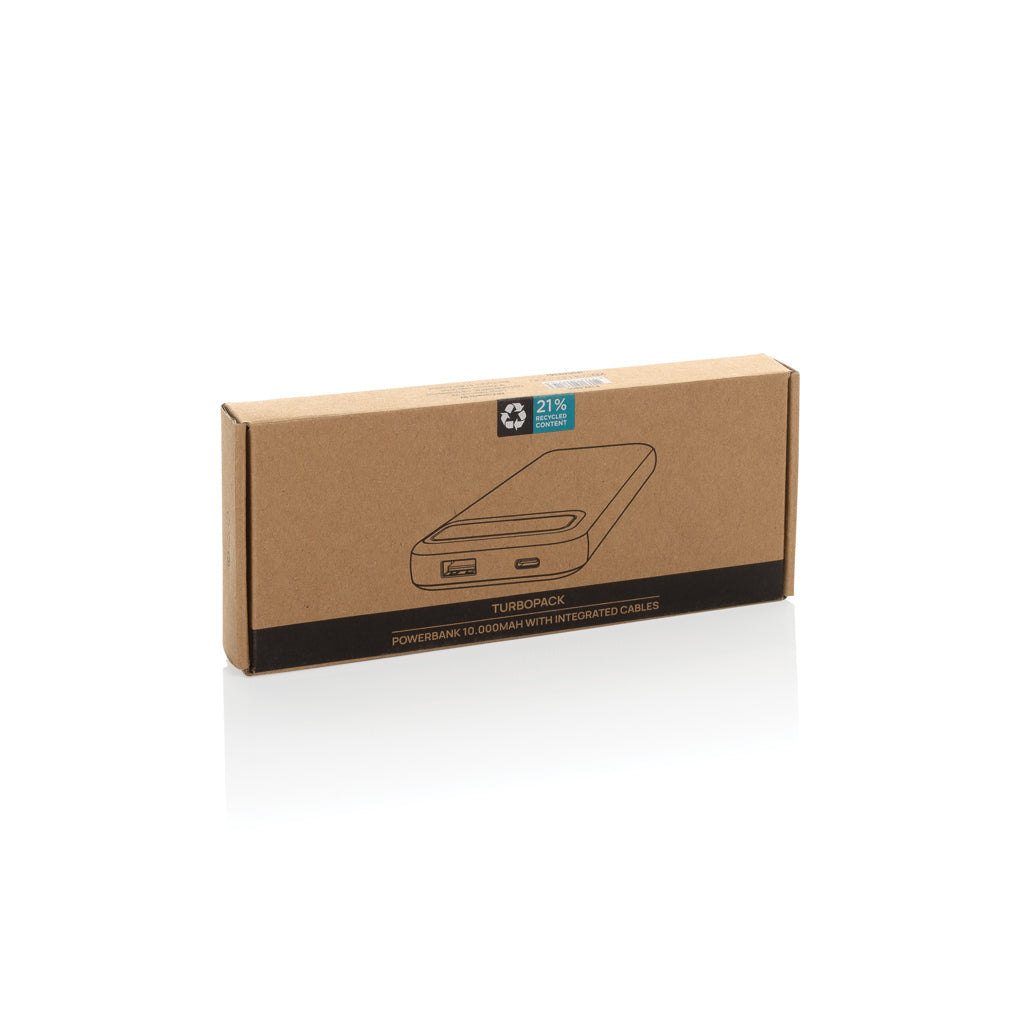 Turbopack RCS rplastic powerbank 10.000 integrated cables