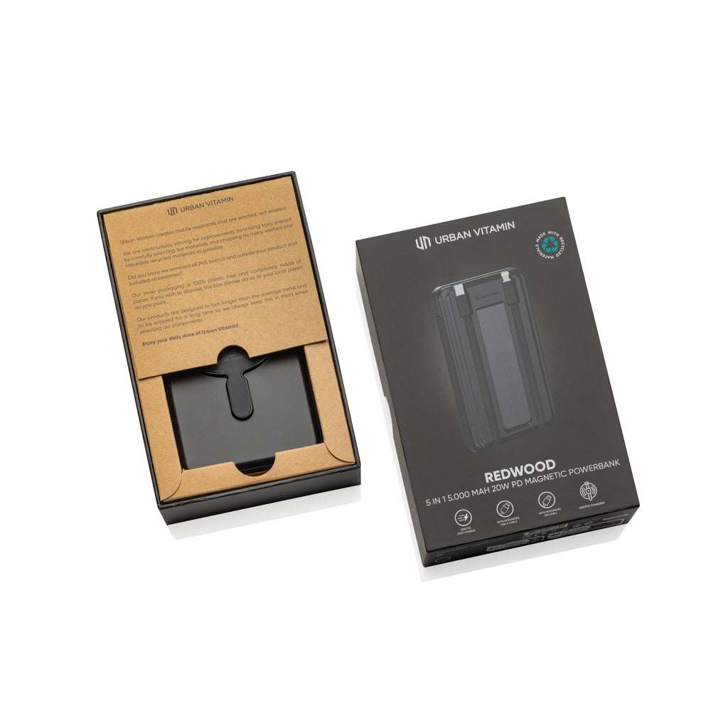 Urban Vitamin Redwood 5in1 5000mah 20W PD magnetic powerbank