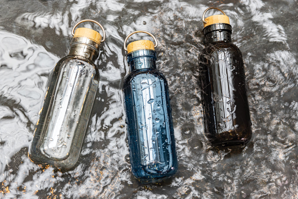 RCS RPET bottle with bamboo lid and handle