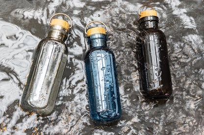 RCS RPET bottle with bamboo lid and handle
