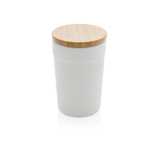 GRS certified recycled PP mug with bamboo lid