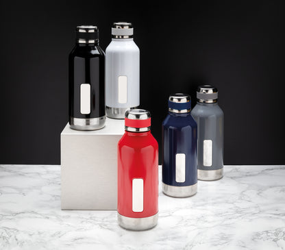 Leak proof vacuum bottle with logo plate