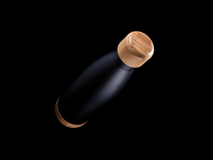 Vacuum stainless steel bottle with bamboo lid and bottom