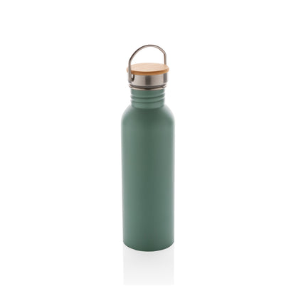 Modern stainless steel bottle with bamboo lid