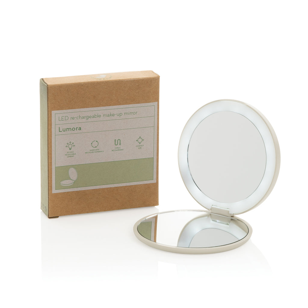 Lumora RCS recycled plastic LED re-chargeable make-up mirror