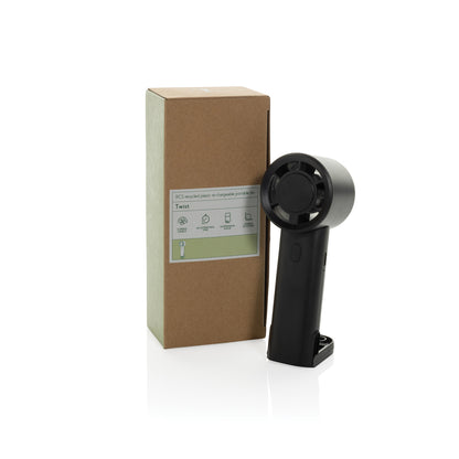 Twist RCS recycled plastic re-chargeable portable fan