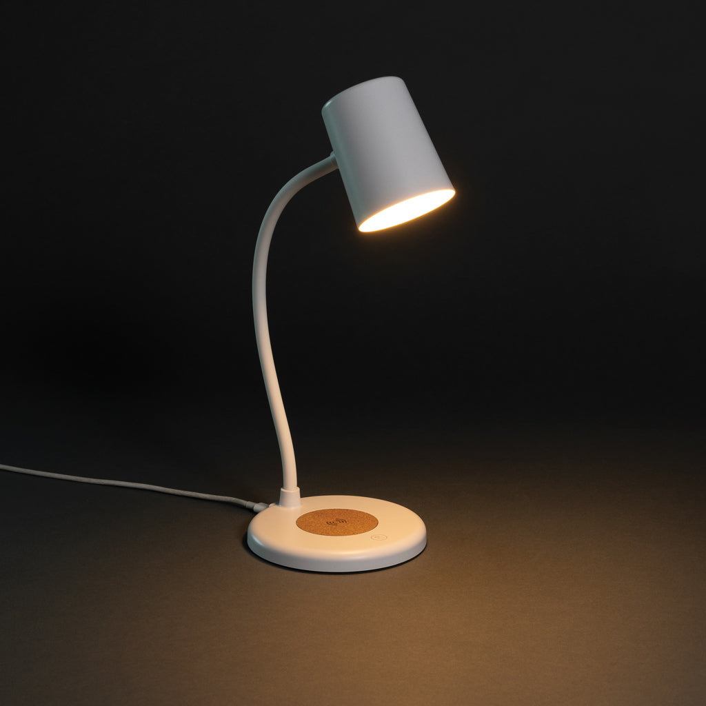 Zenara RCS recycled plastic and cork 15W wireless desk lamp