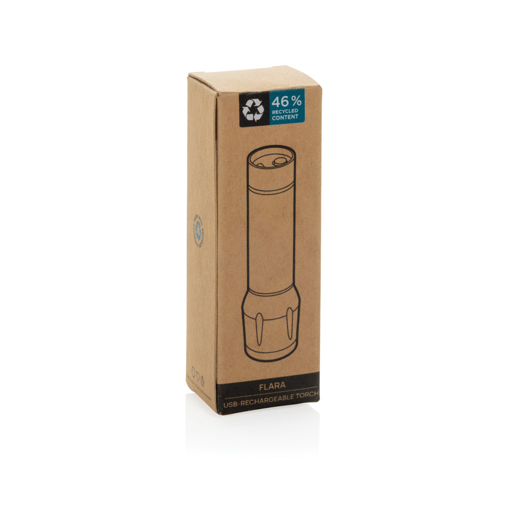 Flara RSC recycled plastic USB-rechargeable torch