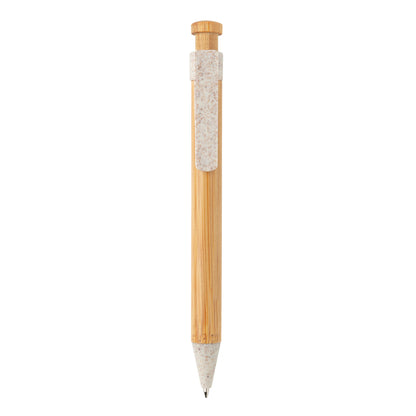 Bamboo pen with wheatstraw clip