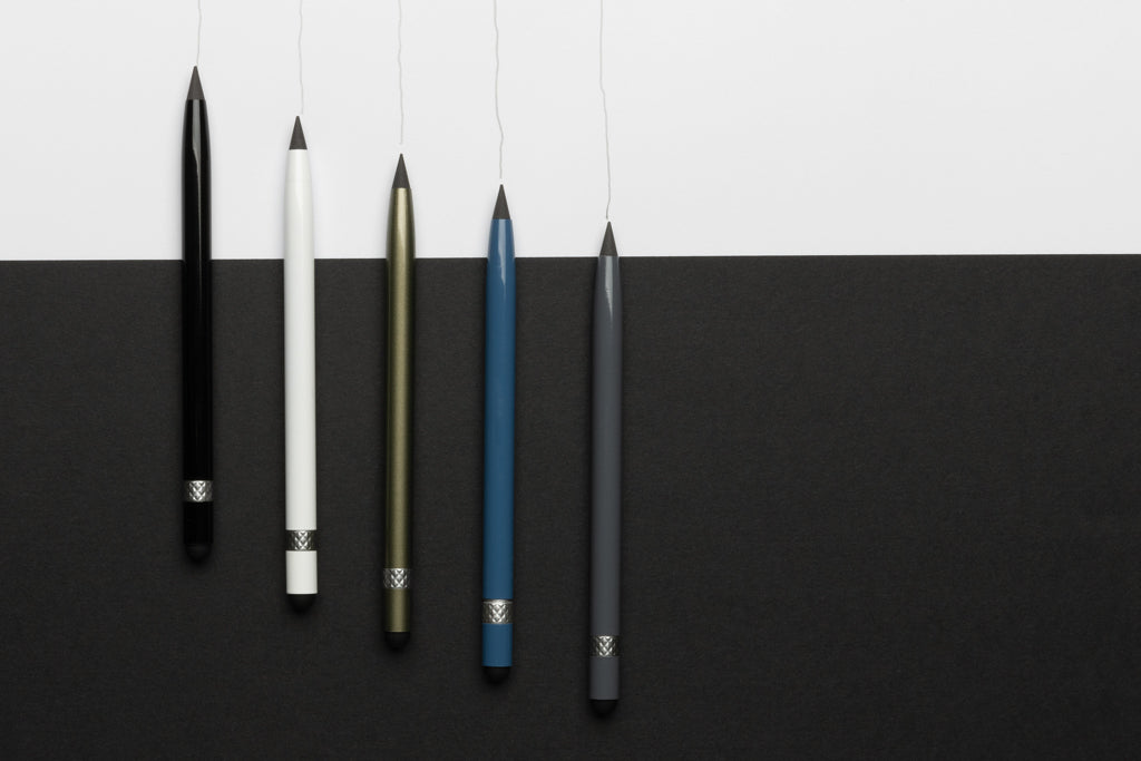 Aluminium inkless pen with eraser