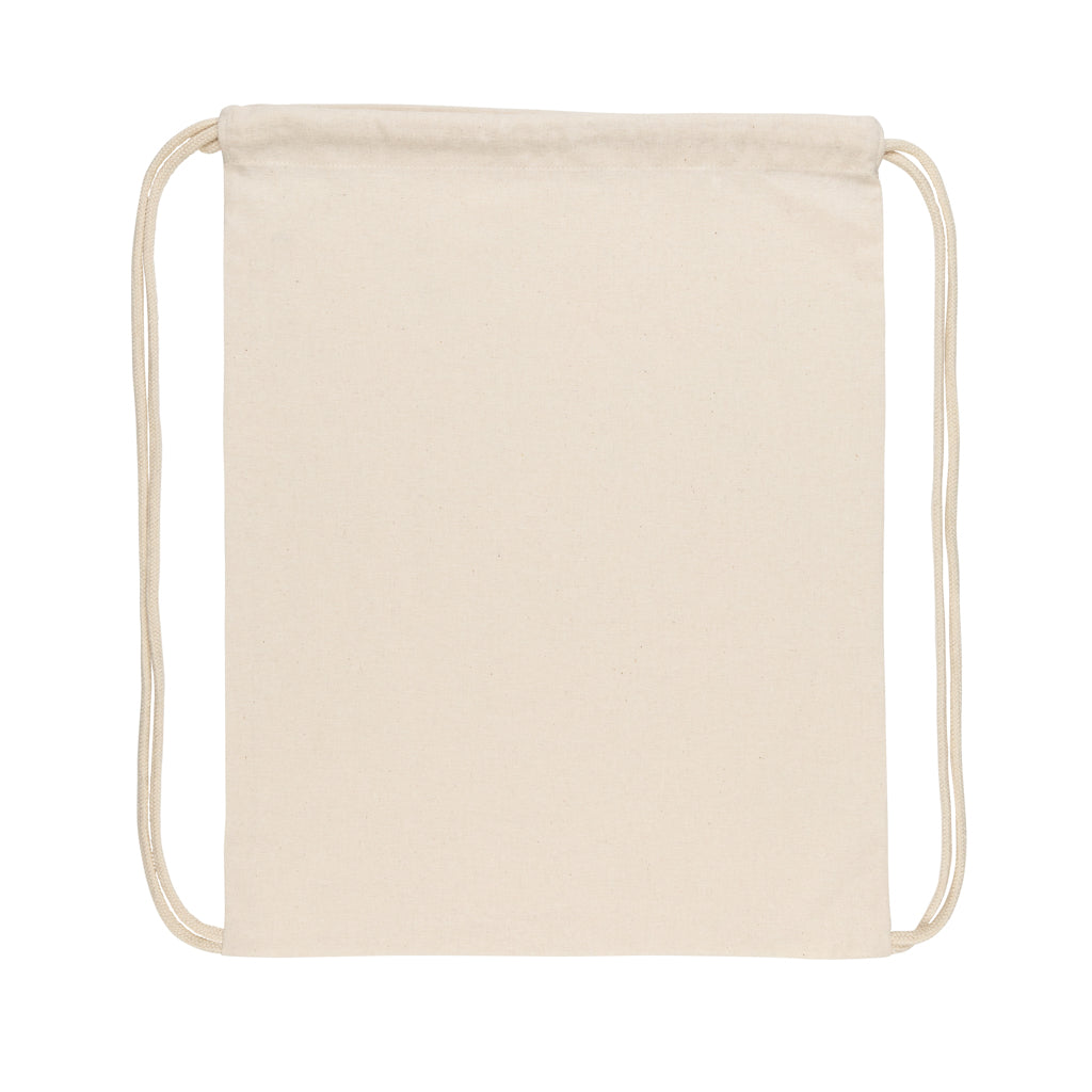 Impact AWARE™ recycled cotton drawstring backpack 145g