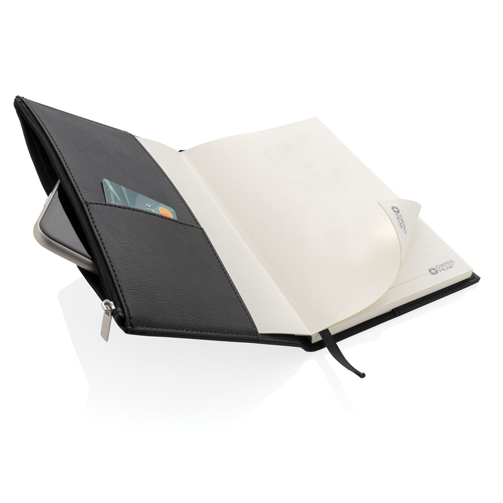 Swiss Peak A5 PU notebook with zipper pocket