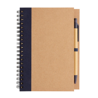 Kraft spiral notebook with pen