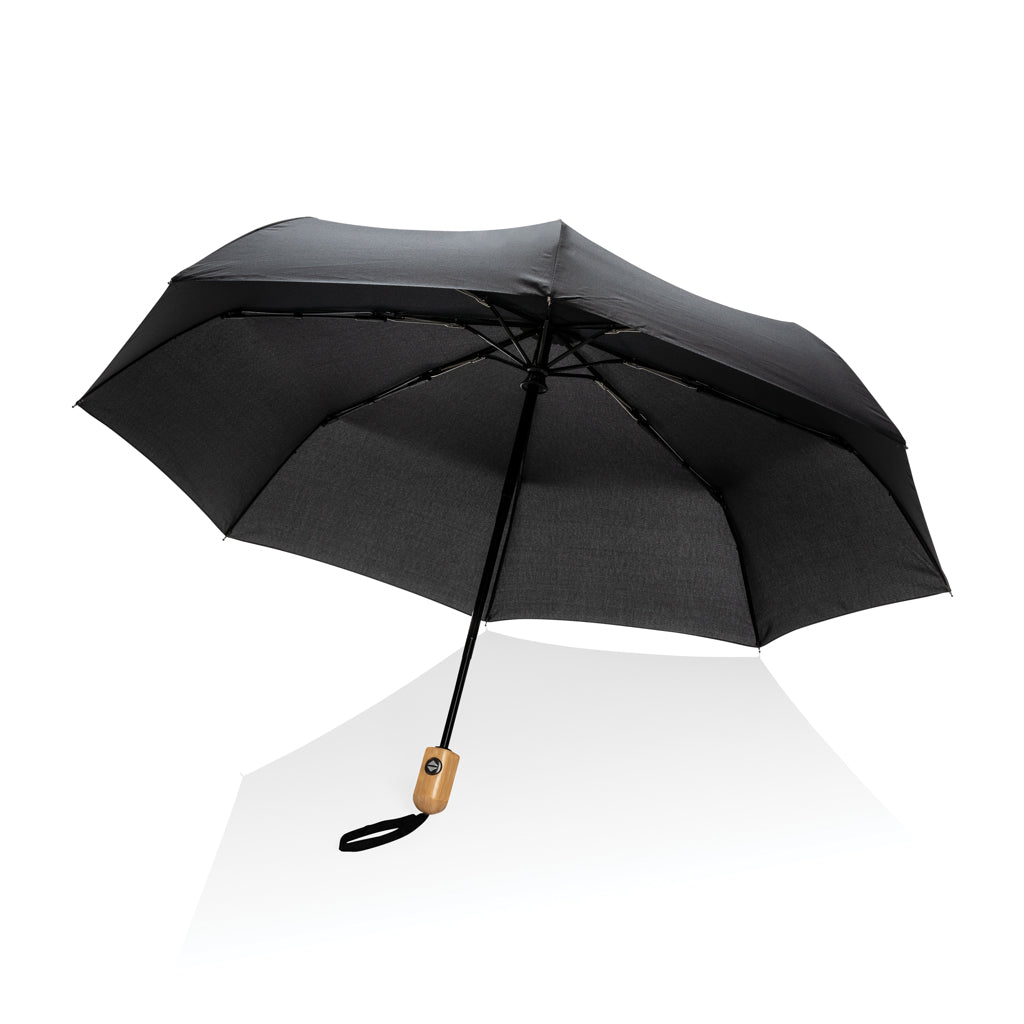 21' Impact AWARE™ RPET 190T bamboo auto open/close umbrella
