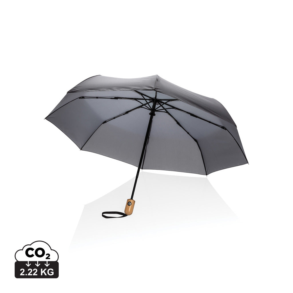 21' Impact AWARE™ RPET 190T bamboo auto open/close umbrella
