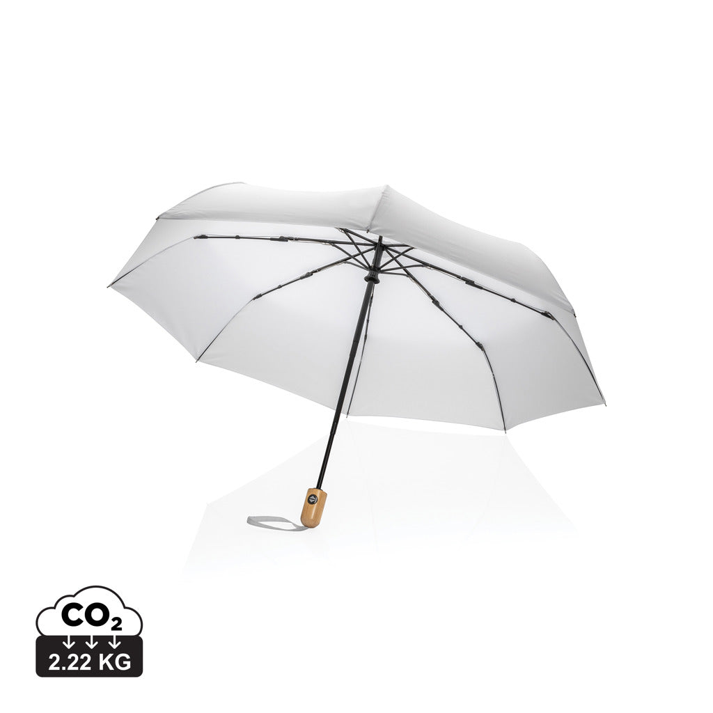 21' Impact AWARE™ RPET 190T bamboo auto open/close umbrella
