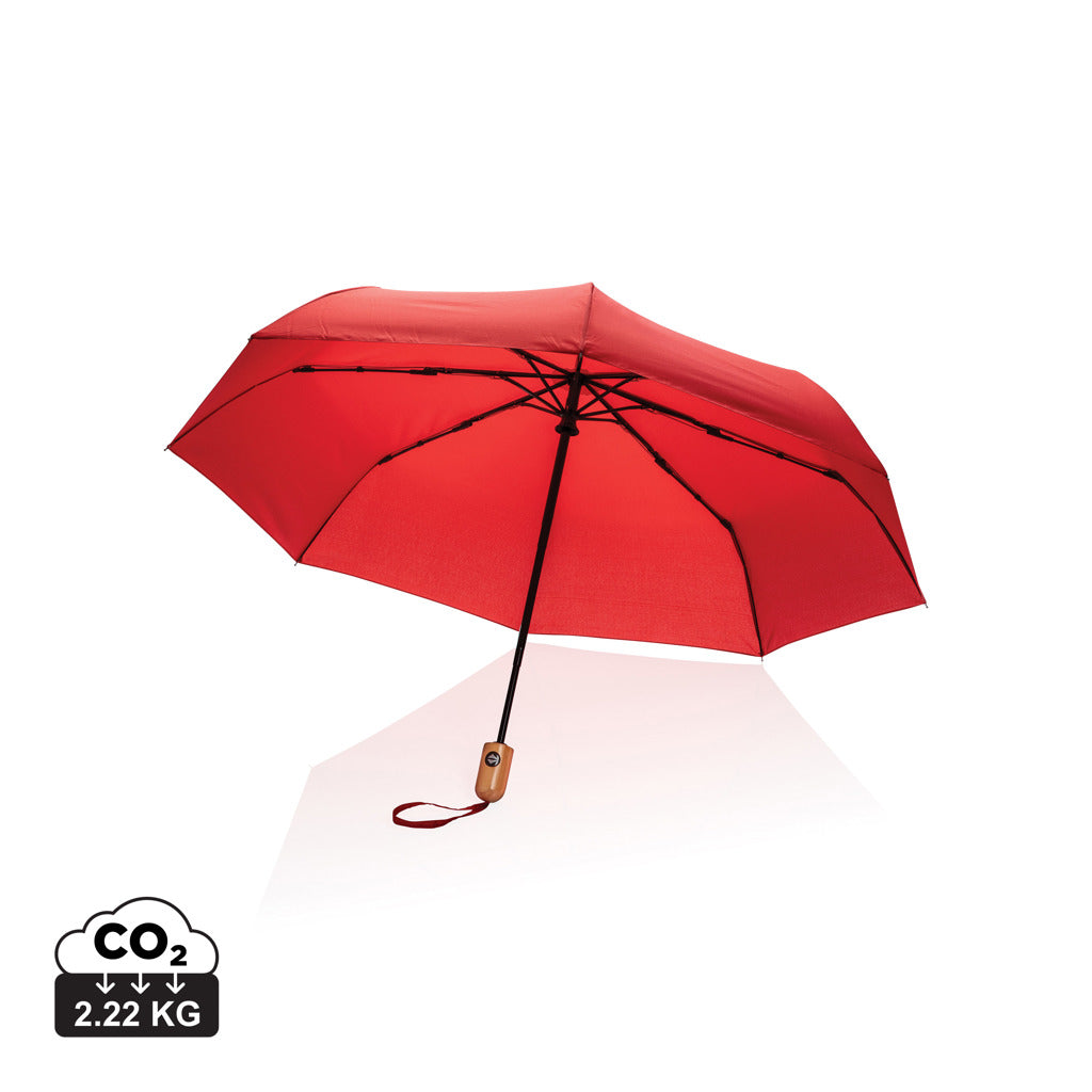 21' Impact AWARE™ RPET 190T bamboo auto open/close umbrella