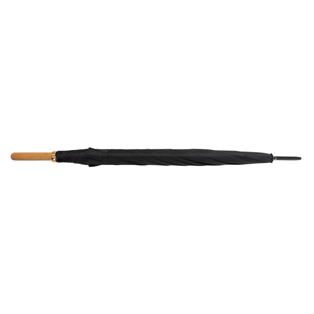 27' Impact AWARE™ RPET 190T auto open bamboo umbrella