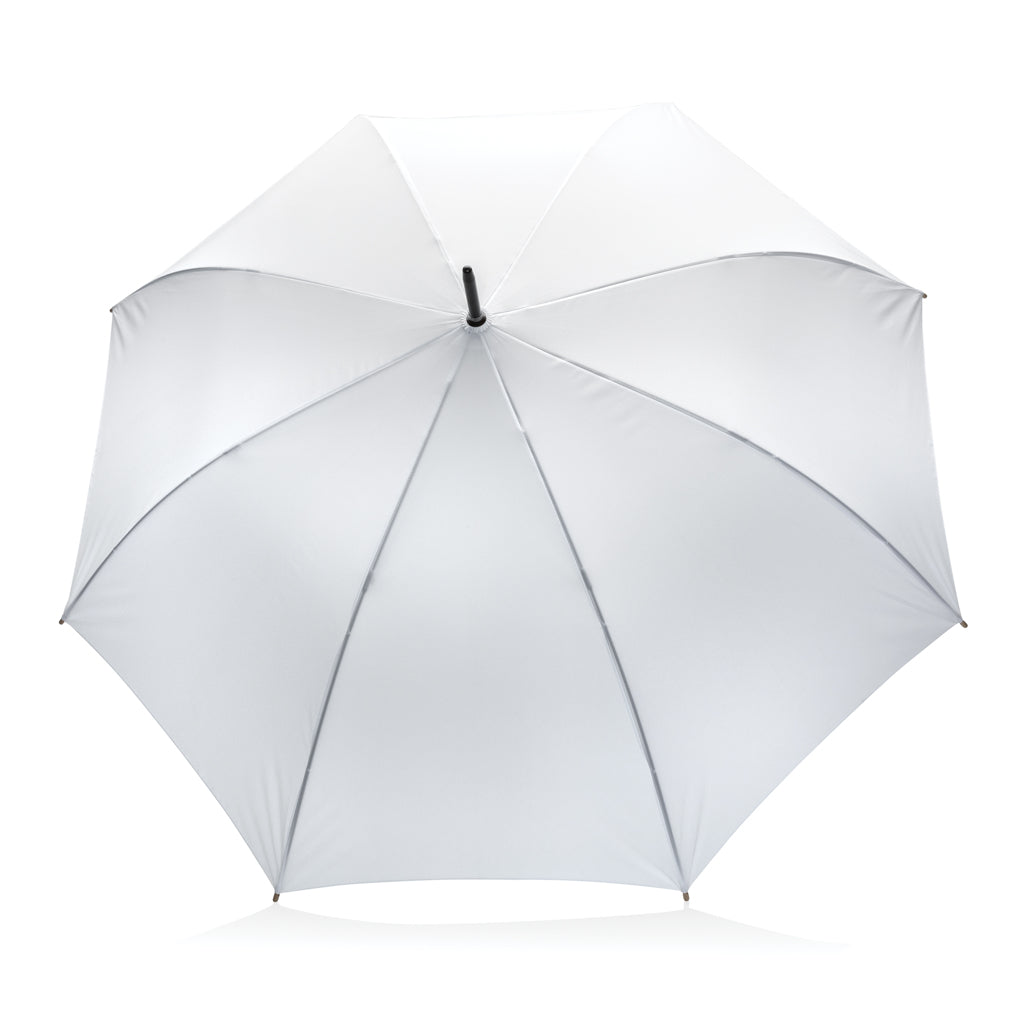 27' Impact AWARE™ RPET 190T auto open bamboo umbrella