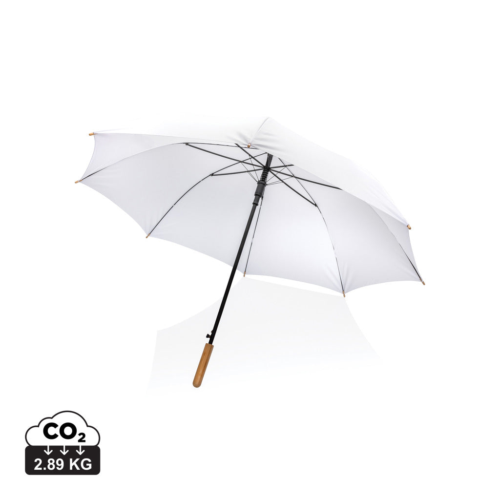 27' Impact AWARE™ RPET 190T auto open bamboo umbrella