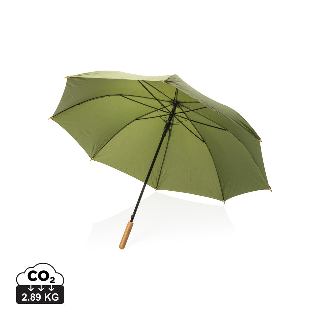 27' Impact AWARE™ RPET 190T auto open bamboo umbrella