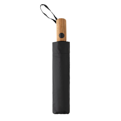 Kaycey 21' AWARE™ RPET Acacia wood mini auto open umbrella