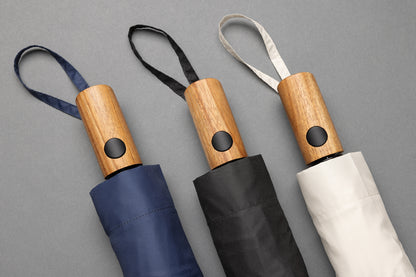 Kaycey 21' AWARE™ RPET Acacia wood mini auto open umbrella