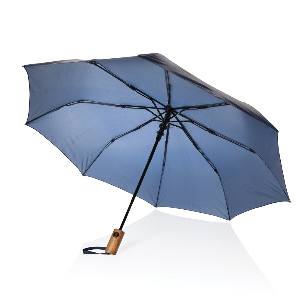 Kaycey 21' AWARE™ RPET Acacia wood mini auto open umbrella