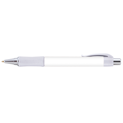Hepburn Chrome Pen promotional pen in white printed with your company logo