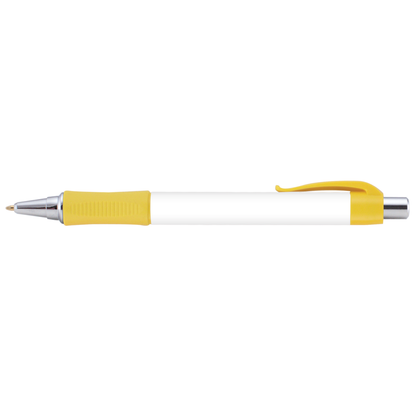 Hepburn Chrome Pen promotional pen in yellow printed with your company logo