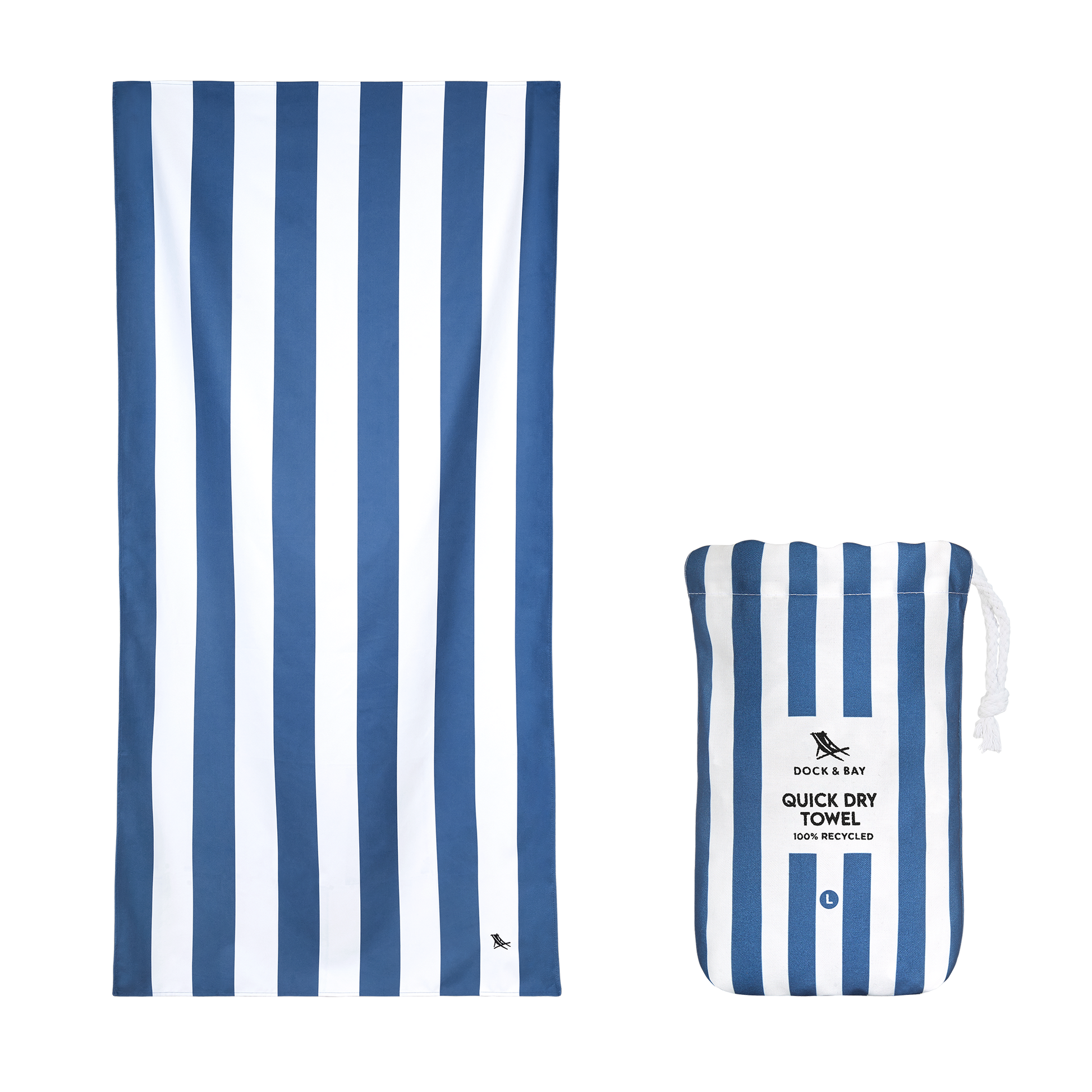 Dock & Bay© Quick Dry Towel promotional towel in navy blue printed with your company logo