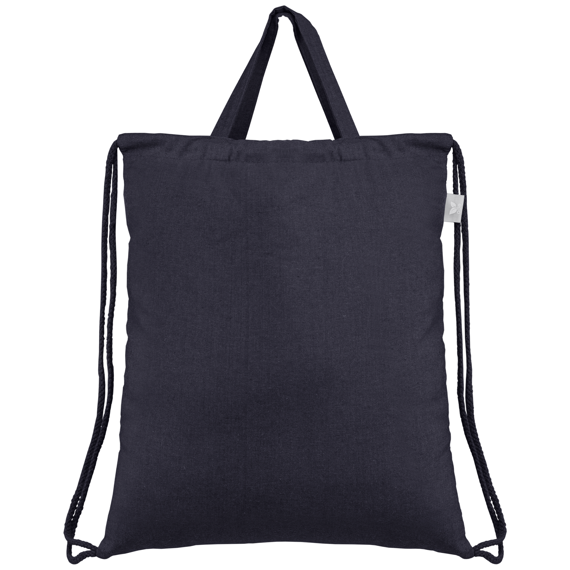 Palma promotional drawstring bag in navy blue printed with your company logo