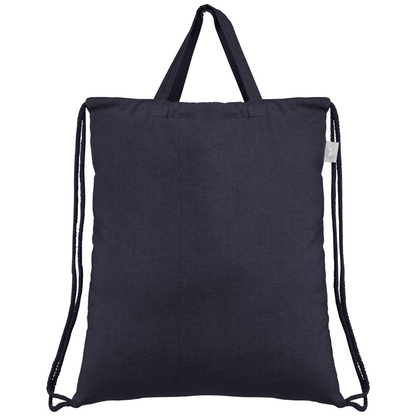 Palma promotional drawstring bag in navy blue printed with your company logo