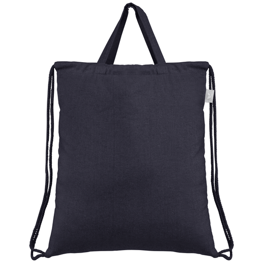 Palma promotional drawstring bag in navy blue printed with your company logo