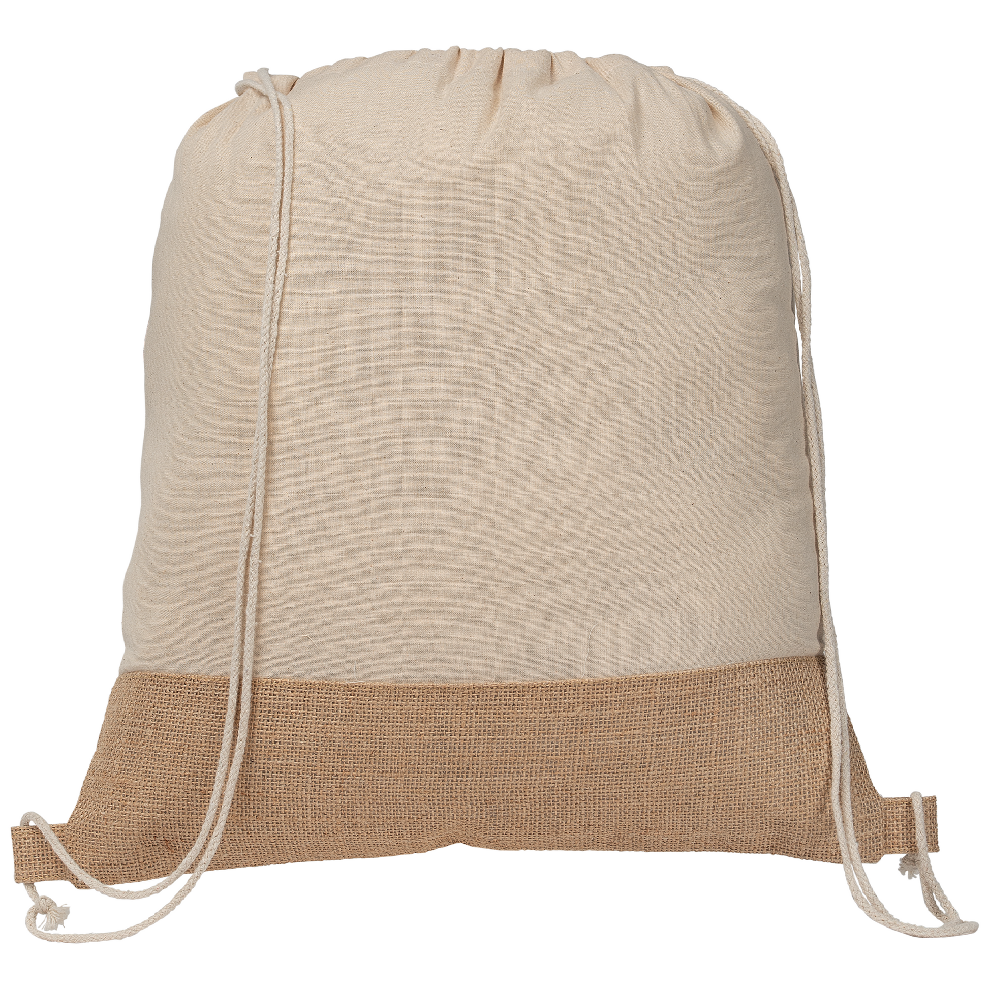 Rio™ 5 oz. Recycled Cotton and Jute Drawstring Bag promotional drawstring bag in cork printed with your company logo