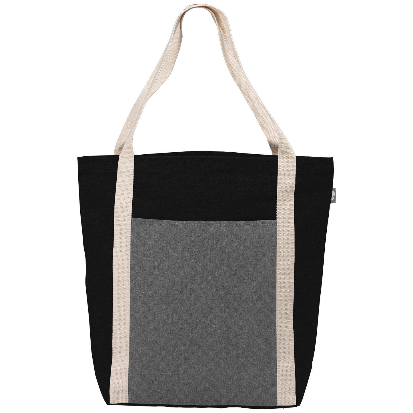 Spun promotional tote bag in black printed with your company logo