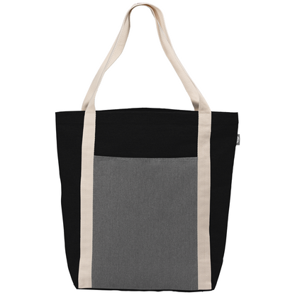Spun promotional tote bag in black printed with your company logo