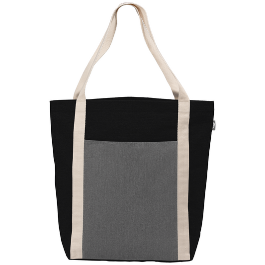 Spun promotional tote bag in black printed with your company logo