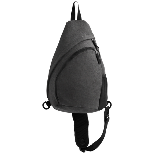 Helsinki rPET Nylon Adjustable Strap Sling Bag promotional tote bag in dark gray printed with your company logo