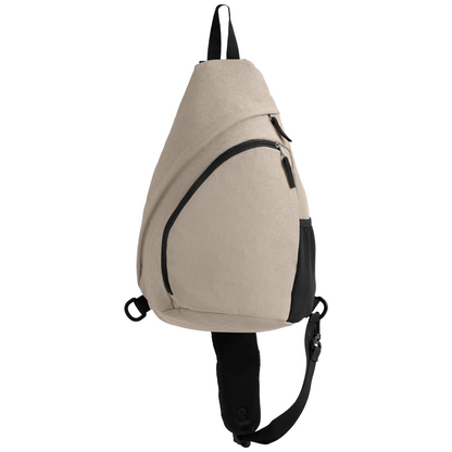 Helsinki rPET Nylon Adjustable Strap Sling Bag promotional tote bag in dune warm grey printed with your company logo