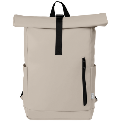 Malmö promotional backpack in dune warm grey printed with your company logo