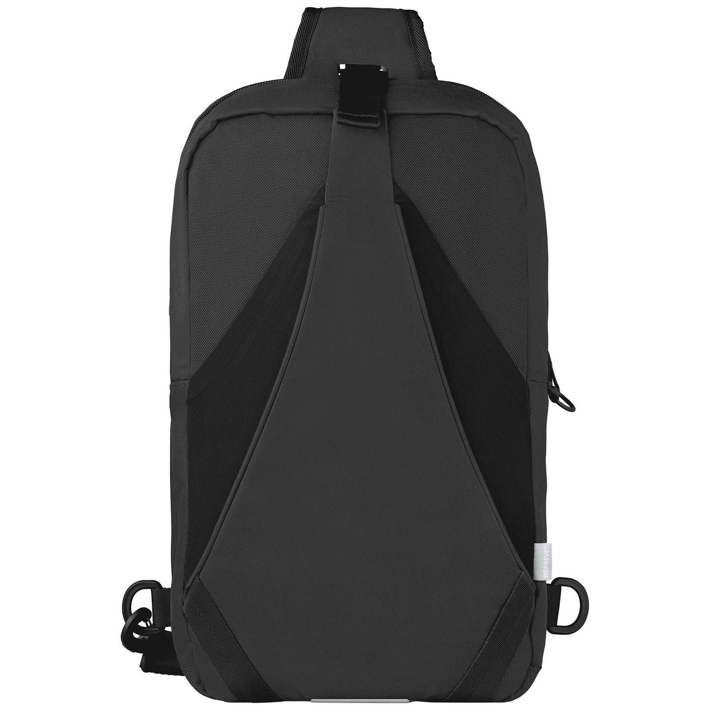 Coastal Threads™ Repreve® Dual Carry Sling Bag promotional tote bag in black printed with your company logo