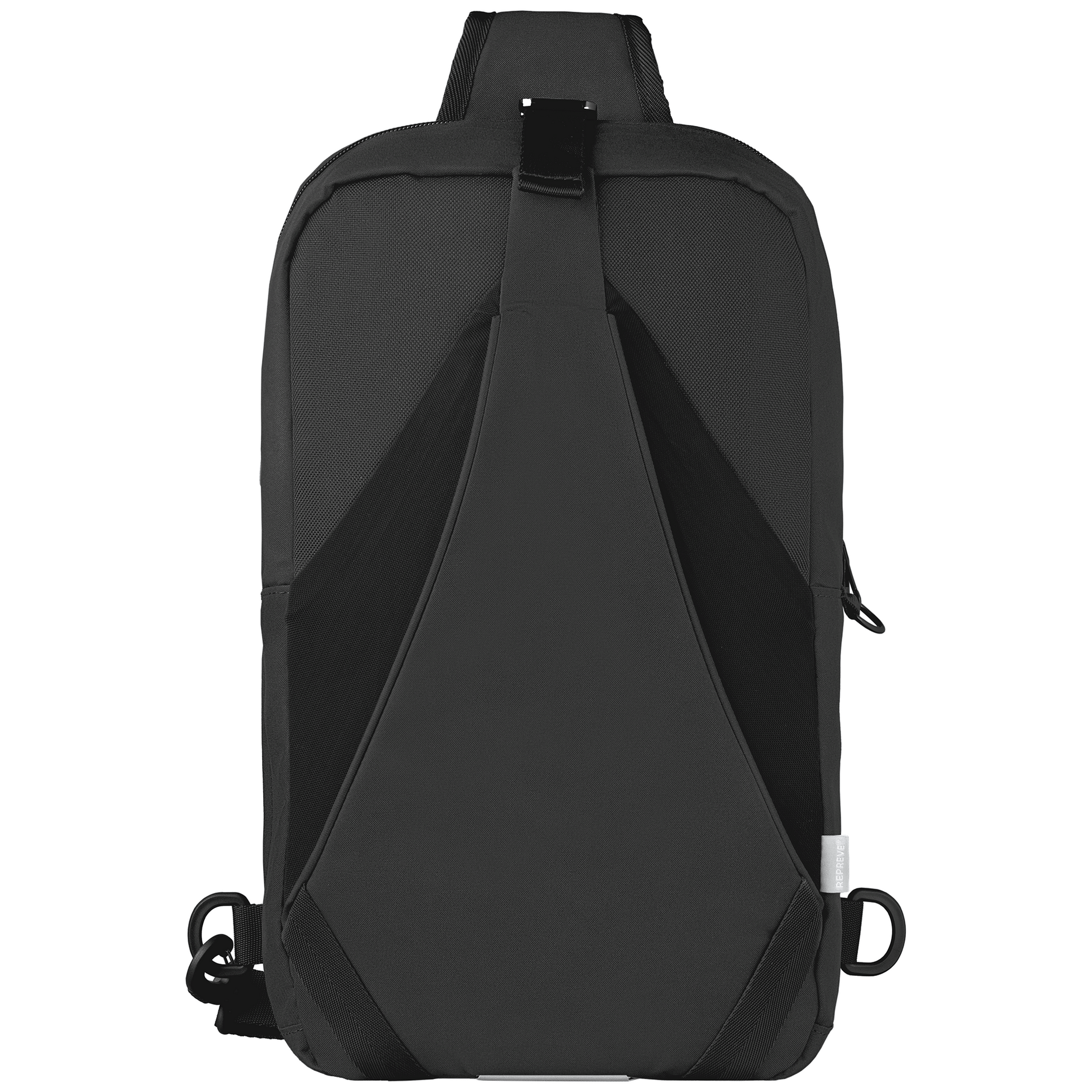 Coastal Threads™ Repreve® Dual Carry Sling Bag promotional tote bag in black printed with your company logo