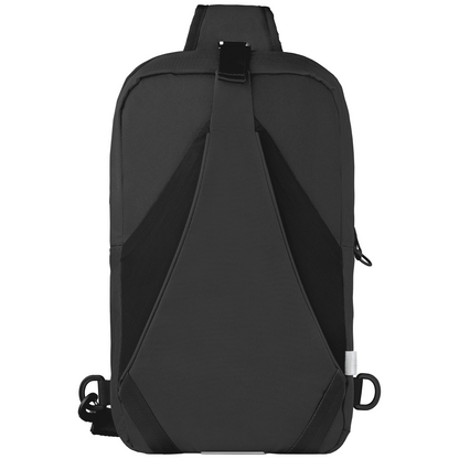 Coastal Threads™ Repreve® Dual Carry Sling Bag promotional tote bag in black printed with your company logo