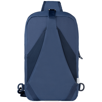 Coastal Threads™ Repreve® Dual Carry Sling Bag promotional tote bag in navy blue printed with your company logo