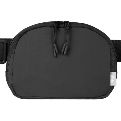 Taiga rPET Nylon Zippered Waist Bag promotional tote bag in black printed with your company logo
