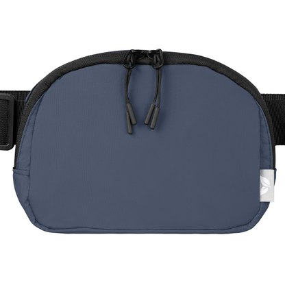 Taiga rPET Nylon Zippered Waist Bag promotional tote bag in navy blue printed with your company logo