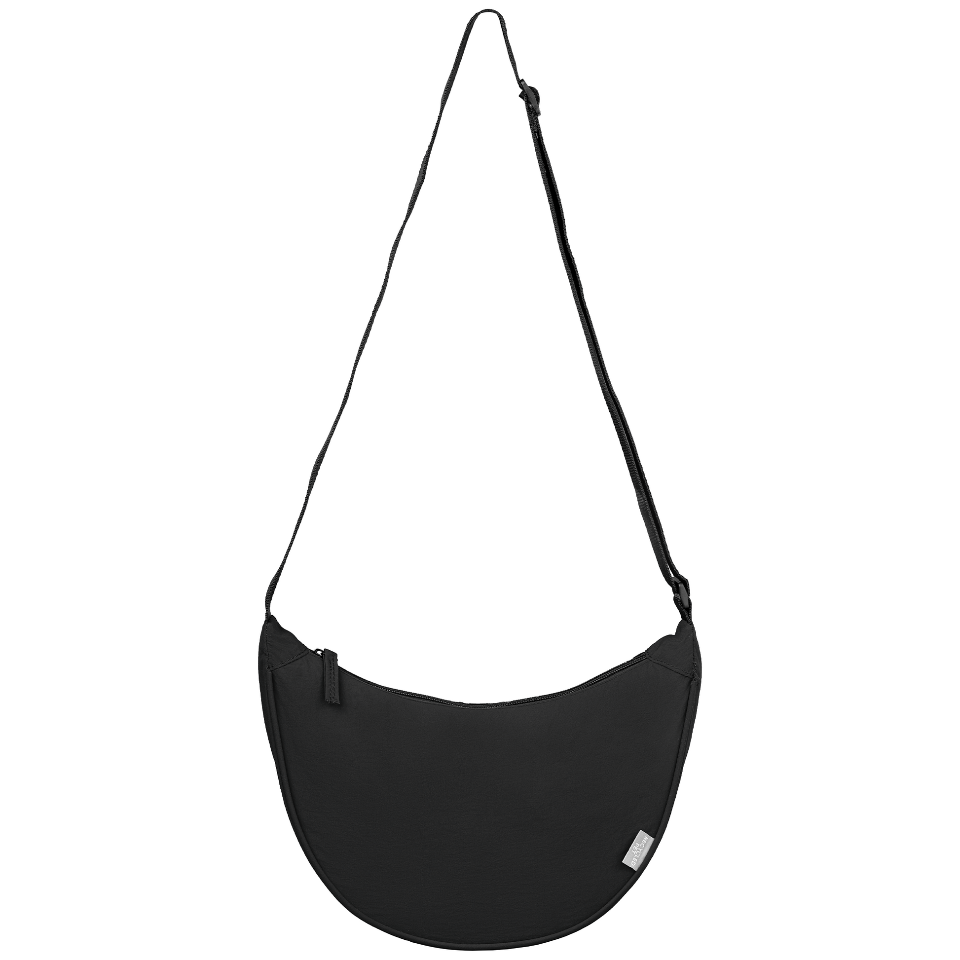 Lucca rPET Nylon Adjustable Shoulder Bag promotional tote bag in black printed with your company logo