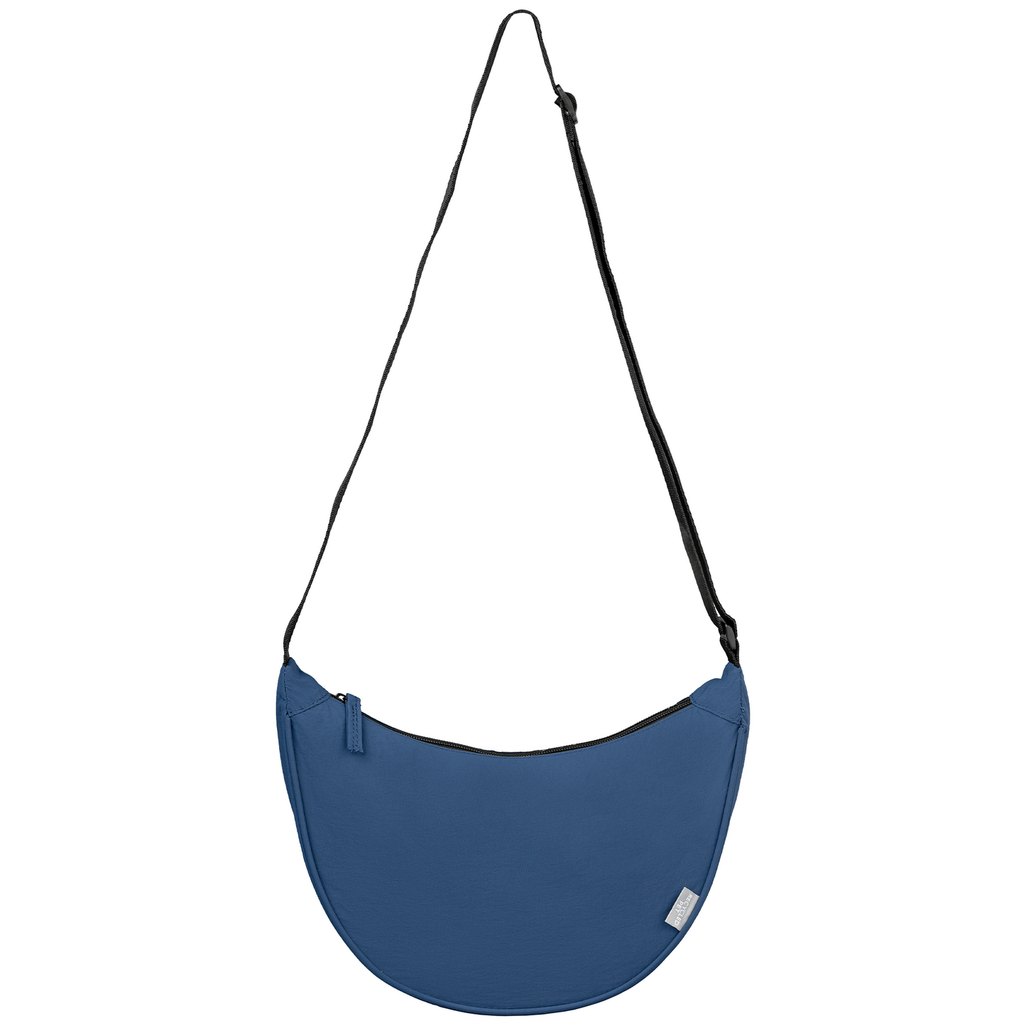 Lucca rPET Nylon Adjustable Shoulder Bag promotional tote bag in navy blue printed with your company logo