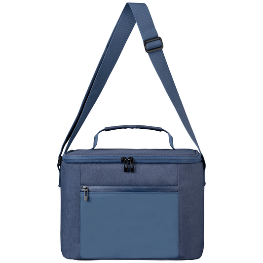 City Pack 600D rPET Zippered Cooler Bag promotional cooler bag in navy blue printed with your company logo